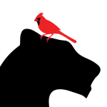 qrHeyBre Logo, a Lion with a cardinal bird on its head.